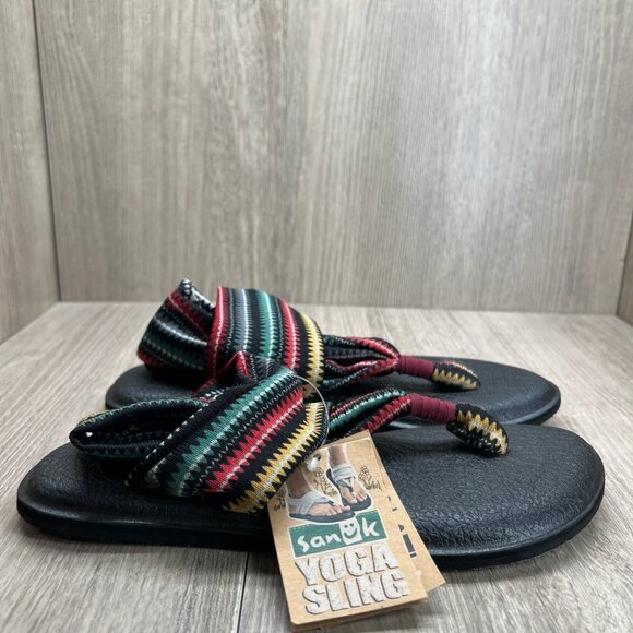 Sanuk Yoga Sling Thong Sandals Women 6 Stretch Slingback Tribal Print Multicolor - Picture 1 of 10